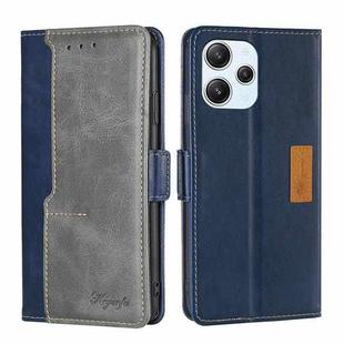 For Xiaomi Redmi 12 4G Contrast Color Side Buckle Leather Phone Case(Blue + Grey)