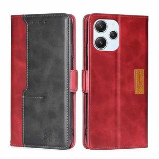 For Xiaomi Redmi 12 4G Contrast Color Side Buckle Leather Phone Case(Red + Black)