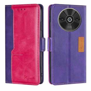 For Xiaomi Redmi A3 4G Contrast Color Side Buckle Leather Phone Case(Purple + Rose Red)