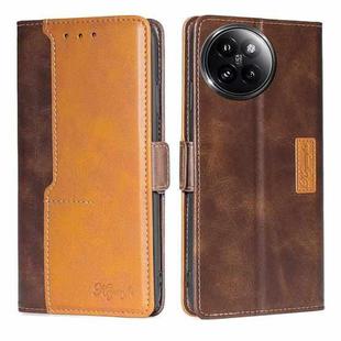 For Xiaomi Civi 4 Pro Contrast Color Side Buckle Leather Phone Case(Dark Brown + Gold)