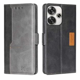 For Xiaomi Redmi Turbo 3 5G Contrast Color Side Buckle Leather Phone Case(Black + Grey)