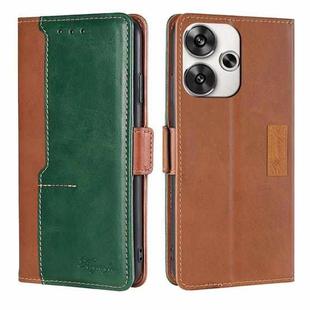 For Xiaomi Redmi Turbo 3 5G Contrast Color Side Buckle Leather Phone Case(深棕+金色)
