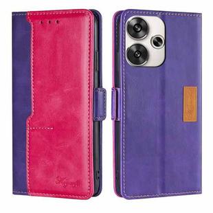 For Xiaomi Redmi Turbo 3 5G Contrast Color Side Buckle Leather Phone Case(Purple + Rose Red)