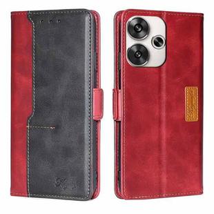 For Xiaomi Redmi Turbo 3 5G Contrast Color Side Buckle Leather Phone Case(Red + Black)