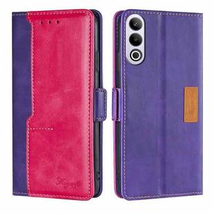 For OnePlus Ace 3V 5G Contrast Color Side Buckle Leather Phone Case(Purple + Rose Red)