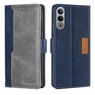 For OnePlus Nord CE4 Contrast Color Side Buckle Leather Phone Case(Blue + Grey)