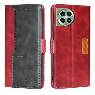 For OnePlus Ace 3 Pro 5G Contrast Color Side Buckle Leather Phone Case(Red + Black)