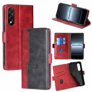 For OnePlus Ace 5 Ultra / Nord 5 Contrast Color Side Buckle Leather Phone Case(Red + Black)