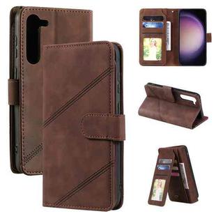 For Samsung Galaxy S23 5G Skin Feel Multi-card Wallet Leather Phone Case(Brown)