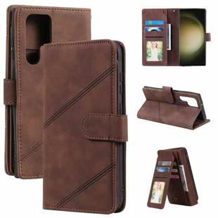 For Samsung Galaxy S23 Ultra 5G Skin Feel Multi-card Wallet Leather Phone Case(Brown)