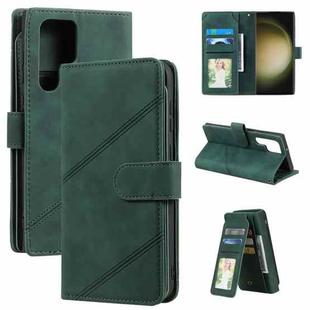 For Samsung Galaxy S23 Ultra 5G Skin Feel Multi-card Wallet Leather Phone Case(Green)