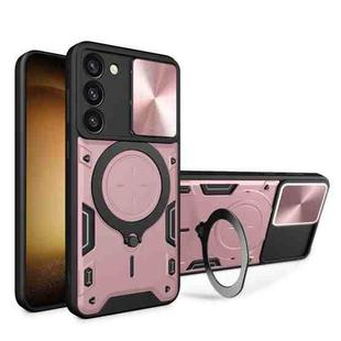 For Samsung Galaxy S23+ 5G CD Texture Sliding Camshield Magnetic Holder Phone Case(Pink)