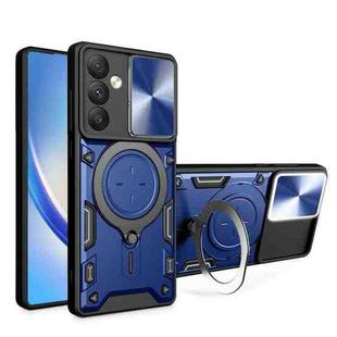 For Samsung Galaxy A54 5G CD Texture Sliding Camshield Magnetic Holder Phone Case(Blue)