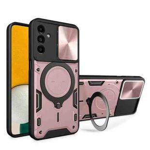 For Samsung Galaxy A13 5G CD Texture Sliding Camshield Magnetic Holder Phone Case(Pink)