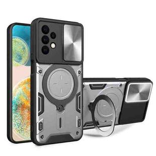 For Samsung Galaxy A23 5G CD Texture Sliding Camshield Magnetic Holder Phone Case(Silver)