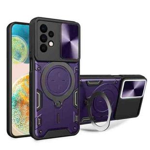For Samsung Galaxy A23 5G CD Texture Sliding Camshield Magnetic Holder Phone Case(Purple)