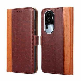 For OPPO Reno10 5G Ostrich Texture Horizontal Flip Leather Phone Case(Brown)