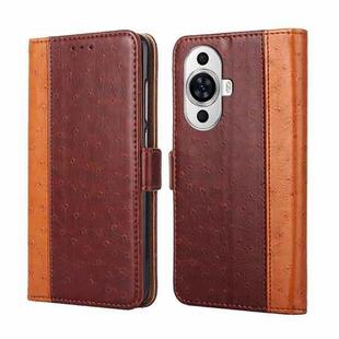 For Huawei nova 11 4G Ostrich Texture Horizontal Flip Leather Phone Case(Brown)