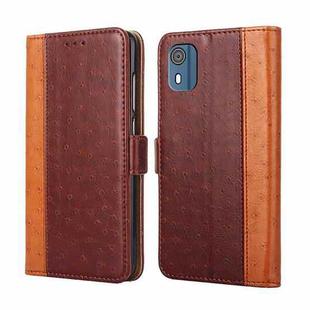 For Nokia C02 TA-1522 Ostrich Texture Horizontal Flip Leather Phone Case(Brown)