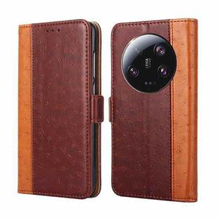 For Xiaomi 13 Ultra 5G Ostrich Texture Horizontal Flip Leather Phone Case(Brown)