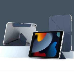 For iPad 10.2 2021 / 2020 / 2019 Mutural Deformation Stand Smart Leather Tablet Case(Dark Blue)