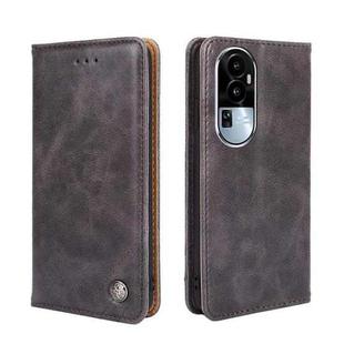 For OPPO Reno10 5G Non-Magnetic Retro Texture Leather Phone Case(Grey)