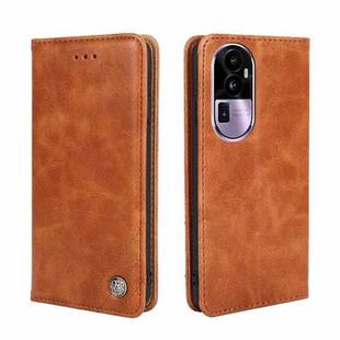 For OPPO Reno10 Pro+ 5G Non-Magnetic Retro Texture Leather Phone Case(Brown)