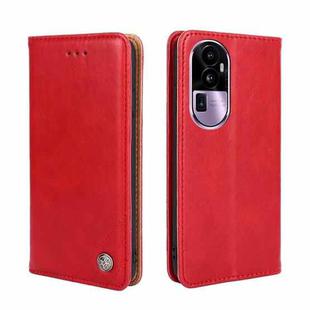 For OPPO Reno10 Pro+ 5G Non-Magnetic Retro Texture Leather Phone Case(Red)