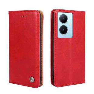 For vivo Y78 Plus 5G Non-Magnetic Retro Texture Leather Phone Case(Red)