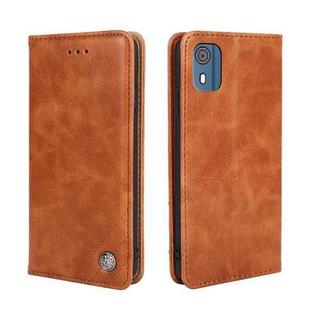 For Nokia C02 TA-1522 Non-Magnetic Retro Texture Leather Phone Case(Brown)