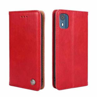 For Nokia C02 TA-1522 Non-Magnetic Retro Texture Leather Phone Case(Red)