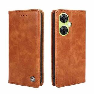 For OnePlus Nord CE 3 Lite 5G Non-Magnetic Retro Texture Leather Phone Case(Brown)