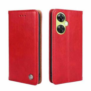 For OnePlus Nord CE 3 Lite 5G Non-Magnetic Retro Texture Leather Phone Case(Red)