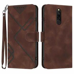 For Xiaomi Redmi 8 Line Pattern Skin Feel Leather Phone Case(Coffee)