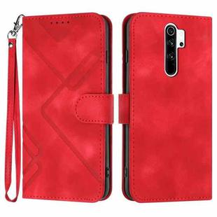 For Xiaomi Redmi 9/9 Prime/Poco M2 Line Pattern Skin Feel Leather Phone Case(Red)