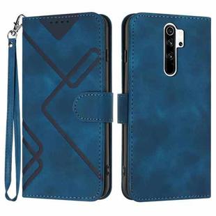 For Xiaomi Redmi 9/9 Prime/Poco M2 Line Pattern Skin Feel Leather Phone Case(Royal Blue)