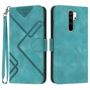 For Xiaomi Redmi 9/9 Prime/Poco M2 Line Pattern Skin Feel Leather Phone Case(Light Blue)