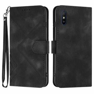 For Xiaomi Redmi 9A/9AT/9i Line Pattern Skin Feel Leather Phone Case(Black)