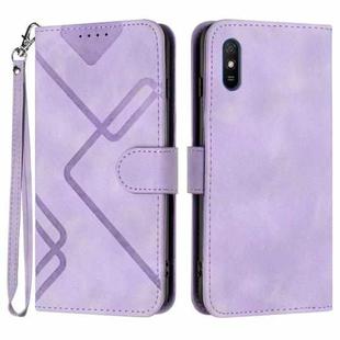 For Xiaomi Redmi 9A/9AT/9i Line Pattern Skin Feel Leather Phone Case(Light Purple)