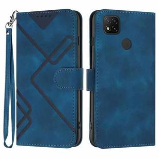 For Xiaomi Redmi 9C/9C NFC/Poco C3 Line Pattern Skin Feel Leather Phone Case(Royal Blue)