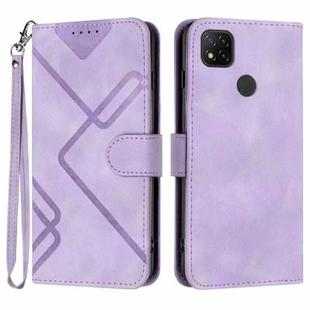 For Xiaomi Redmi 9C/9C NFC/Poco C3 Line Pattern Skin Feel Leather Phone Case(Light Purple)