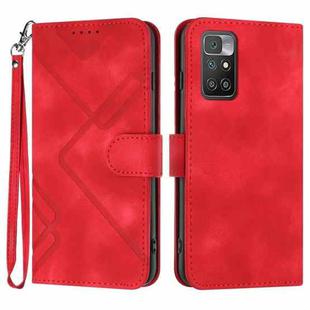 For Xiaomi Redmi 10/10 2022/10 Prime Line Pattern Skin Feel Leather Phone Case(Red)