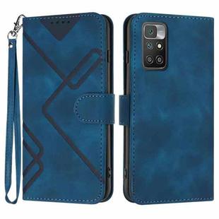For Xiaomi Redmi 10/10 2022/10 Prime Line Pattern Skin Feel Leather Phone Case(Royal Blue)