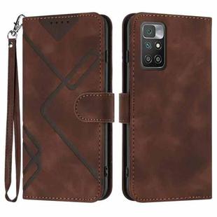 For Xiaomi Redmi 10/10 2022/10 Prime Line Pattern Skin Feel Leather Phone Case(Coffee)