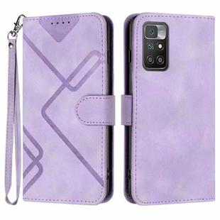 For Xiaomi Redmi 10/10 2022/10 Prime Line Pattern Skin Feel Leather Phone Case(Light Purple)