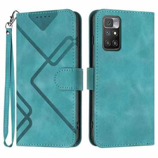 For Xiaomi Redmi 10/10 2022/10 Prime Line Pattern Skin Feel Leather Phone Case(Light Blue)