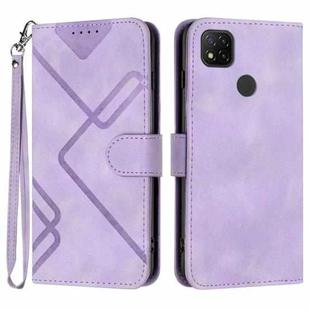 For Xiaomi Redmi 10A 4G Line Pattern Skin Feel Leather Phone Case(Light Purple)