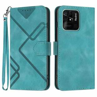 For Xiaomi Redmi 10C Global/10 India Line Pattern Skin Feel Leather Phone Case(Light Blue)