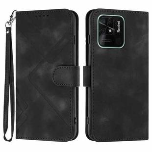 For Xiaomi Redmi 10 Power Line Pattern Skin Feel Leather Phone Case(Black)