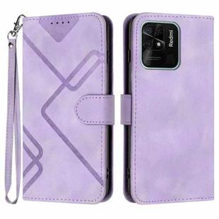 For Xiaomi Redmi 10 Power Line Pattern Skin Feel Leather Phone Case(Light Purple)